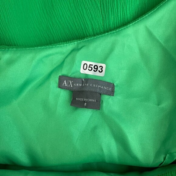 Armani Exchange Silk Green One-Shoulder Fit & Flare Ruffle Sundress Women 2 - Picture 6 of 16